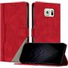 JayModCase Custodia per Samsung Galaxy S6 Edge,Flip Custodia Portafoglio Caso Libro con Magnetica | porta carte di credito | Supporto Stand - Rosso