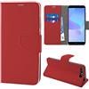 N NEWTOP Cover Compatibile con Huawei Y5 2018 / Honor 7S, HQ Lateral Custodia Libro Flip Chiusura Magnetica Portafoglio Simil Pelle Stand Protezione Completa Case TPU Anti Urto (Rosso)