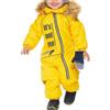 KEIZHUONIQIU Tuta da neve per bambini, unisex, monopezzo termico, tuta da sci 1/5/8/11 anni, giacca da sci in pile, tuta funzionale impermeabile, antivento, Giallo E2, 6-7 Anni