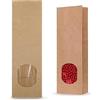 epcommerce Saccheti di carta per alimenti e confetti - 100x, 20x7x4 cm con finestra trasparente e fondo quadro.