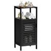 HITNET Mobile Bagno Piccolo, Mobiletto Bagno Basso da Terra, Armadietto da Pavimento in Bambu con Compartimento Aperto, adatto per Soggiorno, Cucina e Corridoio, Nero