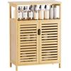 HITNET Mobiletto Bambu Bagno, Armadietto Bagno da Terra, Mobile Basso a Pavimento con Scomparti Aperto, adatto per Soggiorno, Cucina e Corridoio, Naturale