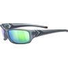 uvex sportstyle 211, occhiali sportivi unisex, specchiato, comfort senza pressione e tenuta perfetta, smoke matt/green, one size