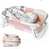 Adoraland Vaschetta Bagnetto Neonato Vasca Bagno Pieghevole Neonati Bambini Supporto Riduttore Cuscino Materassino 1-3 Anni Baby Sdraietta Bacinella Tappetino Bambino Tinozza Bimbi Salvaspazio Portatile Rosa