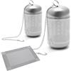 MAIXINNEW 2 Pezzi Filtro per Teiera Acciaio Inox e Tappetino per Tazza, Colino Tè per Foglie Sfuse di Tè Argentato con Catena, Infusore Tè per Tazza a Maglia Fine per Infusione di Tè, Spezie, Erbe