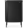 Brabantia Portabiancheria Bo Hi 2 x 45L - Cestino per panni sporchi - 2 scomparti - Apertura rapida - Sacchetto di cotone rimovibile - Portatile e igienico - Per camera da letto e bagno - Matt Black