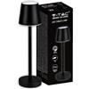 V-TAC Lampada da Tavolo senza Fili LED Dimmerabile con Comandi Touch - Lampada Nera Wireless 3W per Uso Interno ed Esterno IP54 da Casa o Ristorante - Batteria 4400 mAh - Luce 4000K Bianca Naturale