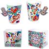 DRW Set 2 Tazze con Piatto a Mano di Fatima Tazza 8,5 x 8,5 x 13 cm, Ceramica, Colori Assortiti, Taza 8.5x8.5x13 cm