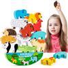 WuGU Impilabili Legno Animali Blocchi di Costruzione, 13 Pezzi Montessori Giochi, Gioco di Equilibrio Educativi, Giocattolo di Legno, Compleanno Regalo per Bambini 2 3 4 5 Anni