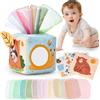 hahaland Scatola di Fazzoletti Montessori 3-6 Mesi, Giochi Neonati Sensoriali Scatoletta Interattiva in Tessuto e Specchio, Regalo Neonato Maschio
