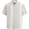 JACK & JONES Jorcabana-Maglietta a Righe SS Ln Camicia a Maniche Corte, Castagna, L Uomo
