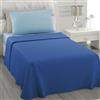 L'ANTICO ARCOLAIO - Set Lenzuola Letto Singolo 3 Pezzi (Lenzuolo Sotto Azzurro, Lenzuolo Sopra Blu) Completo Letto Singolo Jaquard in Microfibra, No Stiro, Biancheria da Letto Made in Italy