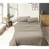 IlGruppone Completo Letto No Stiro Prodotto Italiano Set Lenzuola Tinta Unita Effetto Raso Lenzuolo sotto Fino 30 Cm con Angoli Elasticizzati sopra Federe - Tortora - Una Piazza e Mezza