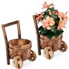 Relaxdays Carriole Portafiori in Legno, Set 2x Carretti Giardino, Porta Vasi dal Design Vintage, Giardinaggio, Naturale