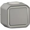 Legrand - Push singolo impermeabile Plexo 10A consegnato completo per montaggio in apparente grigio