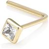 Mia Gioielli - Piercing Brillantino - Orecchino Naso Oro Giallo 18k (750) Bianco con Zircone - stile Quadrato - Anallergico Donna Ragazza - F-05650-0G07