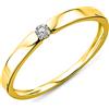 Miore Anello Donna Solitario Anello di Fidanzamento Diamante taglio brillante Ct 0.05 en Oro Bianco/Oro Giallo 9 Kt / 375 (Giallo, 8)