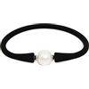 Secret & You Bracciale da donna con perle coltivate d'acqua dolce semi barocche bianche da 11-11,5 mm Bracciale in gomma elastica nera