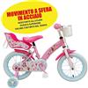 Volare DISNEY Bicicletta Bambina, Bici Premium 14 Pollici Princess, Rosa, Media