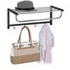 relaxdays Attaccapanni da Muro con Ripiano, Mensola Portaoggetti con 4 Ganci, Corridoio & Bagno, 25 x 60 x 32,5 cm, nero