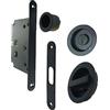 bricoleva.it Kit Serratura Porta Scorrevole Rosetta Tonda Con Nottolino, Maniglia con Serratura per Porta Scorrevole (Nero)