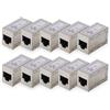 DIGITUS Accoppiatore RJ45 Cat 6-10 Pezzi - Prolunga per Cavo LAN - Connettore per Cavo di Rete Cat6 - Compatibile Poe - Accoppiatore modulare - per Switch, DSL, Modem, Router, PC - Argento