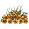 Laelfe 12 Pcs Rose Finte per Decorazioni, Bouquet Fiori Finti di Rosa con Steli Lunghi, Rose Artificiale per Composizioni di Nozze Casa Giardino Partito Decorazioni Floreali (Oro)