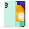 Yisica Cover Compatibile con Samsung Galaxy A52 5G/4G & A52s 5G, Custodia Silicone Protettiva con Tutto Il Corpo Tocco Morbido setoso, Cover Antiurto con Fodera in Microfibra(Ciano Chiaro)