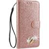 Mo-Somnus Custodia Compatibile Samsung Galaxy S8 [con Pellicola in Vetro Temperato], Portafoglio Glitter Bling Libro Pelle PU Flip Caso Magnetica Supporto Cover (Oro Rosa)