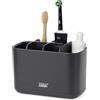 Joseph Joseph EasyStore Porta Spazzolino e Dentifricio, Compatibile con Spazzolini Elettrici e Tradizionali, 6 Scomparti, Contenitore da Bagno Smontabile, Nero Matte
