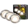 Briloner - Sistema da giardino Connect to Shine 12V, set di 3 faretti da incasso a LED con manicotto, set di prolunghe, IP67, luce bianca calda, illuminazione da giardino, 45x66 mm, colore argento