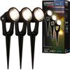BRILONER - Sistema da giardino Connect to Shine 12V, set di 3 faretti LED con picchetto, set di prolunghe, IP65, luce bianca calda, illuminazione da giardino, faretto da giardino, 22,5x6x5 cm, nero