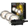 Briloner - Sistema da giardino Connect to Shine 12V, set di 3 faretti da incasso a LED, set base con trasformatore, IP67, luce bianca calda, illuminazione da giardino, 45x 25 mm, colore argento
