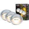 BRILONER - Sistema da giardino Connect to Shine 12V, set di 3 faretti da incasso con luce laterale, set di prolunghe, IP65, luce bianca calda, illuminazione da giardino, 35x36 mm, colore argento