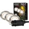 Briloner - Sistema da giardino Connect to Shine 12V, set di 3 faretti da incasso a LED, set base con trasformatore, IP67, luce bianca calda, illuminazione da giardino, 30x26 mm, colore argento
