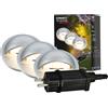 BRILONER - Sistema da giardino Connect to Shine 12V, set 3 faretti da incasso con luce laterale, set con trasformatore, IP65, luce bianca calda, illuminazione da giardino, 35x36 mm, colore argento