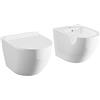 Parama Sanitari in Ceramica Sospesi Vaso Bidet Rimless Senza Brida Sedile Soft-Close Chiusura Rallentata Mod. Parigi