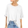 Famulily Maglietta da donna estiva casual oversize girocollo manica corta allentata basic t-shirt top, bianco, L