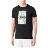 JEEP J T-Shirt Uomo Stampa Grande Sfondo Corteccia Camouflage J23W, Nero, M