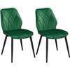 Yaheetech Set 2 Sedie Sala da Pranzo Moderne Imbottite velluto in Tessuto Eleganti con Schienale Ergonomico Gambe Telaio in Metallo Portata 136 kg Verde