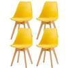 EGGREE - Set di 4 sedie da pranzo, stile rétro, con gambe in legno massello di faggio e imbottitura, colore: giallo