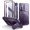 Dexnor per Cover Samsung Galaxy S24 Plus con Copertura integrata della fotocamera scorrevole & Protezione dello schermo & Kickstand, Custodia resistente agli urti Copertura protettiva - Phantom Purple