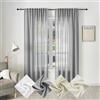WOLTU Tenda Scorrevole con Nastro a Balze, Effetto Lino, Tenda per Finestra Moderna in Lino Semitrasparente in Voile, per Soggiorno Camera da Letto, 135 x 225 cm, Grigio