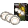 Briloner - Sistema da giardino Connect to Shine 12V, set di 3 faretti da incasso a LED, set di prolunghe, IP67, luce bianca calda, illuminazione da giardino, luci da incasso, 30x26 mm, colore argento