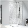 AURLANE Pannello a parete con doccia composita - Foglio di pietra e cemento - 90 x 210 cm - Ghiaccio Lunar 90