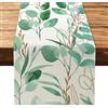 Weldomcor Runner da Tavola con Eucalipto Verde, Primaverile ed Estate Decorazione per La Tavola Stagionale, BohéMien Rustico Tovaglia Runner per Feste e Vacanze, 32 X 183 cm