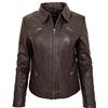 House Of Leather Giacca da donna in vera pelle classica con chiusura a zip, stile Nova Marrone 42