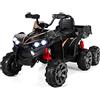 RELAX4LIFE Quad Elettrico per bambini 12V, 3-6 km/h, con Fari e Musica e 6 Ruote Ammortizzanti,dai 3 anni in su, Luci LED e Musica (nero)