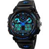 TONSHEN Uomo Orologi da Polso Subacqueo 50M Impermeabile Elettronico Plastica Lunetta e Gomma Band Sportivo Outdoor LED Digital Militare Tattica Orologio Quarzo Doppio Tempo (Blu)