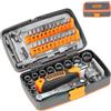 nutmanel Chiave a Bussola 38 pezzi, Set Chiavi a Bussola Set Chiavi a Cricchetto 1/4 con Sgancio Rapido e Barra di Estensione, Cricchetto Reversibile in Cr-V, Kit fai da te professionale e auto